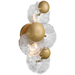 Possini Euro Design Filoli 16" High Modern 2 Light Wall Sconce Light Lamp Fixture Mount Bathroom Bedroom Hardwired Cordless Gold Plated Glass Shade -Possini Euro Design GUEST 985b3745 2537 4f4a aa8b 7446eef5e6fe