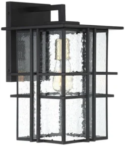 Possini Euro Design Arley Modern Outdoor Wall Light Fixture Black Geometric Frame 16" Seedy Glass For Post Exterior Barn Deck House Porch Yard Patio -Possini Euro Design GUEST 98825cbf 37de 4677 bf7c 128eea35058b