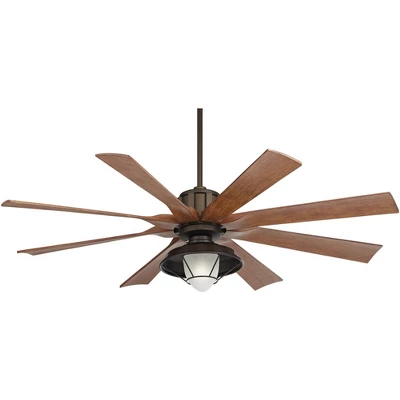 60" Possini Euro Design Defender Industrial Indoor Outdoor Ceiling Fan With LED Light Remote Oil Rubbed Bronze Koa Damp Rated For Patio Exterior Home 9 60" Possini Euro Design Defender Industrial Indoor Outdoor Ceiling Fan With LED Light Remote Oil Rubbed Bronze Koa Damp Rated For Patio Exterior Home - Image 7
