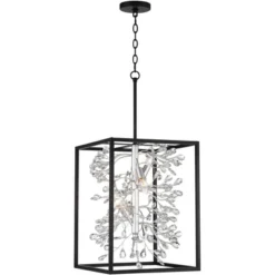 Possini Euro Design Black Silver Pendant Chandelier 15 1/4" Wide Modern Clear Crystal Flower Vine 4-Light Fixture For Dining Room House -Possini Euro Design GUEST 99db8f24 c254 4107 8bfb 1b186ddf050c
