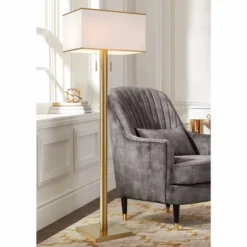 Possini Euro Design Bolivar Mid Century Modern 72" Tall Standing Floor Lamp Light Large Oversized 2-Light Pull Chain Metal Warm Gold Finish Bedroom