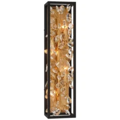 Possini Euro Design Modern Wall Lights Set Of 2 Black Gold Plated Hardwired 6" 4-Light Fixture Clear Crystal Flower Vine For Bedroom Bathroom Vanity -Possini Euro Design GUEST 9a7e82d8 ff31 4bcd bf27 e97f5a9d63a9