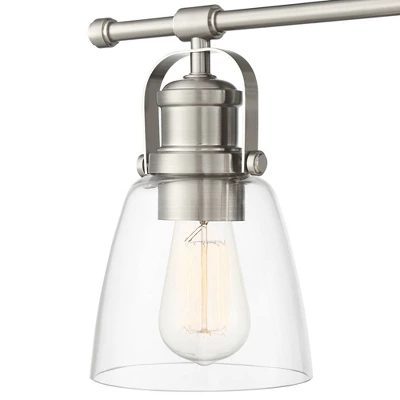 Possini Euro Design Kalen Modern Wall Light Brushed Nickel Hardwire 23 1/2" 3-Light Fixture Clear Glass Shade For Bedroom Bathroom Vanity Reading 4 Possini Euro Design Kalen Modern Wall Light Brushed Nickel Hardwire 23 1/2" 3-Light Fixture Clear Glass Shade For Bedroom Bathroom Vanity Reading - Image 2