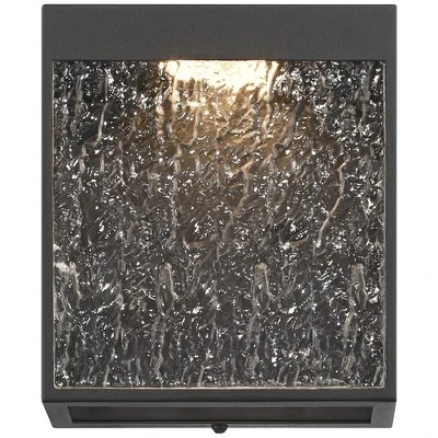 Possini Euro Design Possini Euro Sofia 8 1/2"H Black Hammered Glass LED Outdoor Wall Light 8 Possini Euro Design Possini Euro Sofia 8 1/2"H Black Hammered Glass LED Outdoor Wall Light - Image 6
