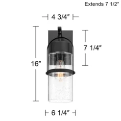 Possini Euro Design Caramela 16" High Modern Outdoor Wall Light Fixture Mount Porch House Exterior Outside Weatherproof Black Metal Clear Glass Shade -Possini Euro Design GUEST 9ae07e5e 904a 48eb 9c79 f29f1a30ad52