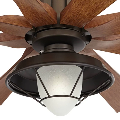 60" Possini Euro Design Defender Industrial Indoor Outdoor Ceiling Fan With LED Light Remote Oil Rubbed Bronze Koa Damp Rated For Patio Exterior Home 4 60" Possini Euro Design Defender Industrial Indoor Outdoor Ceiling Fan With LED Light Remote Oil Rubbed Bronze Koa Damp Rated For Patio Exterior Home - Image 2