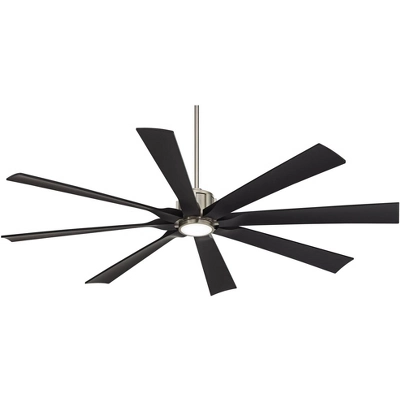Possini Euro Design 70" Defender Modern Indoor Outdoor Ceiling Fan 8 Blade LED Light Remote Control Nickel Finish Black Blades Bedroom Damp Rated 5 Possini Euro Design 70" Defender Modern Indoor Outdoor Ceiling Fan 8 Blade LED Light Remote Control Nickel Finish Black Blades Bedroom Damp Rated - Image 4