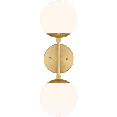 Possini Euro Design Oso Modern Wall Light Sconce Soft Gold Hardwire 6" 2-Light Fixture Opal Glass Orb Shade For Bedroom Bathroom Living Room House 6 Possini Euro Design Oso Modern Wall Light Sconce Soft Gold Hardwire 6" 2-Light Fixture Opal Glass Orb Shade For Bedroom Bathroom Living Room House - Image 4