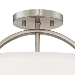 Possini Euro Design Halsted Modern Ceiling Light Semi Flush Mount Fixture 15" Wide Brushed Nickel 2-Light Oatmeal Linen Drum For Bedroom Living Room -Possini Euro Design GUEST 9e08fafe 167a 43fc b40d edac36fcd3a6