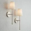 Possini Euro Design Elena Modern Wall Light Sconces Set Of 2 Brushed Nickel Hardwire 6" Fixture Cream Linen Shade For Bedroom Reading Living Room Home 2 Possini Euro Design Elena Modern Wall Light Sconces Set Of 2 Brushed Nickel Hardwire 6" Fixture Cream Linen Shade For Bedroom Reading Living Room Home -Possini Euro Design GUEST 9e346324 91d4 46ce b871 a4fca90d06aa