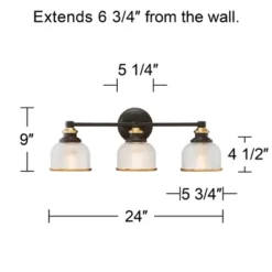 Possini Euro Design Poway Industrial Modern Wall Light Bronze Warm Brass Hardwire 24" 3-Light Fixture Textured Glass Bowl Shade For Bedroom Bathroom 12 Possini Euro Design Poway Industrial Modern Wall Light Bronze Warm Brass Hardwire 24" 3-Light Fixture Textured Glass Bowl Shade For Bedroom Bathroom -Possini Euro Design GUEST 9e768156 0b6c 490c a6d3 1989f355f441
