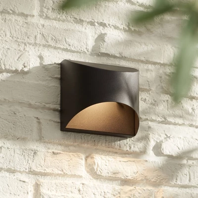 Possini Euro Design Ratner Modern Outdoor Wall Light Fixture Black Dark Sky LED Downlight 5 1/2" For Post Exterior Barn Deck House Porch Yard Patio 8 Possini Euro Design Ratner Modern Outdoor Wall Light Fixture Black Dark Sky LED Downlight 5 1/2" For Post Exterior Barn Deck House Porch Yard Patio - Image 6