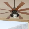 60" Possini Euro Design Defender Industrial Indoor Outdoor Ceiling Fan With LED Light Remote Oil Rubbed Bronze Koa Damp Rated For Patio Exterior Home -Possini Euro Design GUEST 9f3cf04c 119e 4899 a6bc 5fbc453f784f