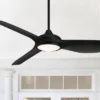 60" Possini Euro Design Dark Vader Modern Indoor Outdoor Ceiling Fan With Dimmable LED Light Remote Control Matte Black Damp Rated For Patio Exterior