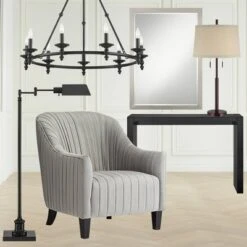 Possini Euro Design Rustic Farmhouse Table Lamp 33" Tall Dark Bronze Metal Off White Burlap Fabric Drum Shade For Bedroom Living Room House Bedside -Possini Euro Design GUEST a11469be e4fd 474e ab97 94e872192975