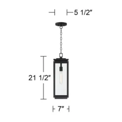 Possini Euro Design Atkins 21 1/2" High Modern Outdoor Pendant Light Fixture Ceiling Porch House Hanging Matte Black Die Cast Metal Clear Glass Shade -Possini Euro Design GUEST a157c4a1 39c0 4db2 816c 27bd8e1a6c87