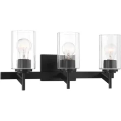 Possini Euro Design Possini Euro Evette 21" Wide Black 3-Light Bath Light -Possini Euro Design GUEST a1b83362 6eb5 4531 b757 29e7cc15ba75