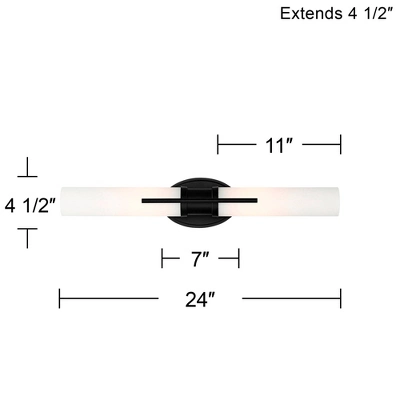 Possini Euro Design Abron Industrial Modern Wall Light Black Hardwire 24" Light Bar LED Fixture Frosted Glass For Bedroom Bathroom Vanity Living Room 5 Possini Euro Design Abron Industrial Modern Wall Light Black Hardwire 24" Light Bar LED Fixture Frosted Glass For Bedroom Bathroom Vanity Living Room - Image 3