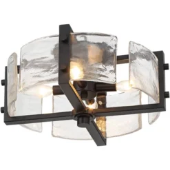 Possini Euro Design Adri Modern Ceiling Light Flush Mount Fixture Black 16 1/2" Wide Black 4-Light Textured Glass For Bedroom Kitchen Living Room Home -Possini Euro Design GUEST a29e2728 a2a8 47bd a8a0 8adc1aad4007