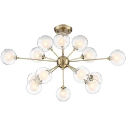 Possini Euro Design Modern Ceiling Light Semi Flush Mount Fixture Sputnik Brass 30 1/2" Wide 15-Light Double Glass Ball Hallway -Possini Euro Design GUEST a3344d35 d1d8 4a60 8f88 777e9a7f591d