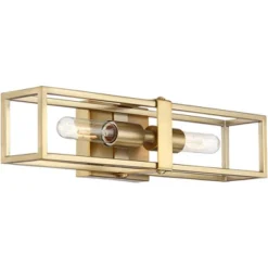Possini Euro Design Modern Wall Light Sconce Warm Brass Hardwired 18 3/4" High 2-Light Fixture Open Frame Bedroom Bathroom Hallway -Possini Euro Design GUEST a3e7ece8 a9bd 47ff 963a 9f78f5c30164