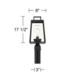 Possini Euro Design Jersey 17 1/2" High Modern Outdoor Post Light Fixture Pole Porch House Exterior Weatherproof Matte Black Metal Clear Glass Shade -Possini Euro Design GUEST a448326a af55 4002 bf4e 7bc6d210c0fc