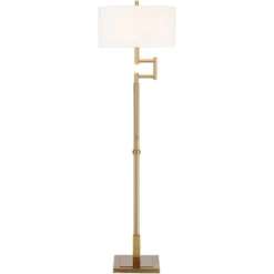 Possini Euro Design Artisan Swing Arm Floor Lamp 62.25" Tall Warm Antique Brass Linen Drum Shade For Living Room Reading Bedroom Office -Possini Euro Design GUEST a516a385 a6f6 4857 a16b 37d009da3a9c