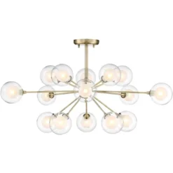 Possini Euro Design Modern Ceiling Light Semi Flush Mount Fixture Sputnik Brass 30 1/2" Wide 15-Light Double Glass Ball Hallway -Possini Euro Design GUEST a5d5d52f e87f 49d6 be3a b66722eec602