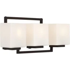 Possini Euro Design Lighting On The Square Modern Wall Light Bronze Hardwire 21" 3-Light Fixture Opal Glass For Bedroom Bathroom Vanity Reading House -Possini Euro Design GUEST a771bf01 e377 40ce 94e8 86beedf0d787