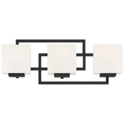 Possini Euro Design Lighting On The Square Modern Wall Light Matte Black Hardwire 21" 3-Light Fixture Opal Glass Shade For Bedroom Bathroom Vanity -Possini Euro Design GUEST a8928c41 dab3 49e5 9190 6850b0b3b62f