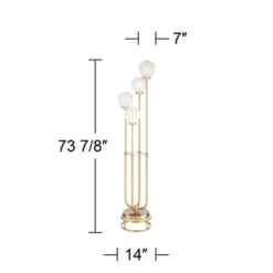 Possini Euro Design Candide Mid Century Modern Floor Lamp With Riser 74" Tall Warm Gold Metal 4 Light LED Glass Globe Shade For Living Room Reading -Possini Euro Design GUEST a9475238 e402 403e 9f3c 6659e5ed5367