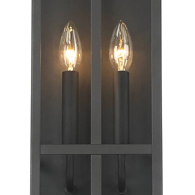 Possini Euro Design Metrix Modern Wall Light Sconce Black Metal Hardwired 8 1/4" 2-Light Fixture Clear Glass For Bedroom Bathroom Vanity 4 Possini Euro Design Metrix Modern Wall Light Sconce Black Metal Hardwired 8 1/4" 2-Light Fixture Clear Glass For Bedroom Bathroom Vanity - Image 2