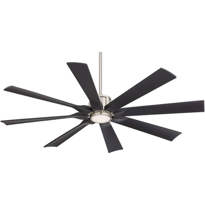 Possini Euro Design 60" Defender Modern Indoor Outdoor Ceiling Fan 8 Blade LED Light Remote Control Brushed Nickel Motor Bedroom Patio Damp Rated 7 Possini Euro Design 60" Defender Modern Indoor Outdoor Ceiling Fan 8 Blade LED Light Remote Control Brushed Nickel Motor Bedroom Patio Damp Rated - Image 5