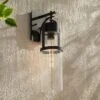 Possini Euro Design Caramela 20" High Modern Outdoor Wall Light Fixture Mount Porch House Exterior Outside Weatherproof Black Metal Clear Glass Shade -Possini Euro Design GUEST aaec6946 498b 47e7 9c75 e76b0b55dbfe