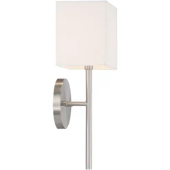 Possini Euro Design Favreau Modern Wall Light Sconce Brushed Nickel Hardwire 8" Fixture Rectangular Linen For Bedroom Reading Living Room Hallway Home -Possini Euro Design GUEST ac1adb13 746b 49df abe9 f00706449737