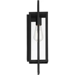 Possini Euro Design Jericho Modern Outdoor Wall Light Fixture Textured Black Metal 19" Clear Glass Panel For Post Exterior Barn Deck House Porch Yard -Possini Euro Design GUEST ac45f3da ab77 41f1 9439 8c27f3afed8a