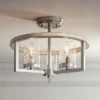 Possini Euro Design Senna Modern Industrial Ceiling Light Semi Flush Mount Fixture 15" Wide Brushed Nickel Gray Wood 3-Light Clear Glass For Bedroom -Possini Euro Design GUEST ad8ca294 b02f 4dec bd4a 606b5ea5933f
