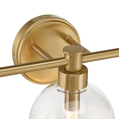 Possini Euro Design Possini Euro Leggio 27" Wide Warm Brass 3-Light Bath Light 4 Possini Euro Design Possini Euro Leggio 27" Wide Warm Brass 3-Light Bath Light - Image 2