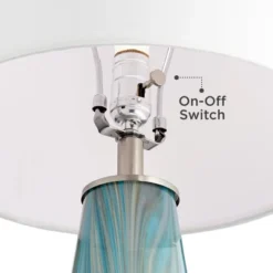 Possini Euro Design Jaime Modern Table Lamp 26" High Blue Gray Art Glass White Drum Shade For Bedroom Living Room Bedside Nightstand Office Kids House 14 Possini Euro Design Jaime Modern Table Lamp 26" High Blue Gray Art Glass White Drum Shade For Bedroom Living Room Bedside Nightstand Office Kids House -Possini Euro Design GUEST af43b0d2 7a8b 496d 9f10 d4d4c057ecae