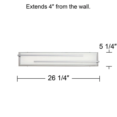 Possini Euro Design Jada Modern Wall Light Chrome Hardwire 26 1/4" Light Bar LED Fixture White Glass For Bedroom Bathroom Vanity Reading Living Room 9 Possini Euro Design Jada Modern Wall Light Chrome Hardwire 26 1/4" Light Bar LED Fixture White Glass For Bedroom Bathroom Vanity Reading Living Room - Image 7