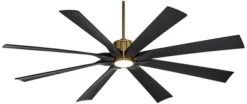 70" Possini Euro Design Defender Modern Indoor Outdoor Ceiling Fan With Dimmable LED Light Remote Soft Brass Matte Black Damp Rated For Patio Exterior -Possini Euro Design GUEST aff56440 e291 4646 967f e0900943b78b