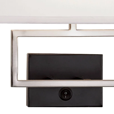 Possini Euro Design Trixie Modern Wall Lamp Brushed Nickel Plug-in 12" Light Fixture Rectangular Shade For Bedroom Reading Living Room Hallway House 4 Possini Euro Design Trixie Modern Wall Lamp Brushed Nickel Plug-in 12" Light Fixture Rectangular Shade For Bedroom Reading Living Room Hallway House - Image 2