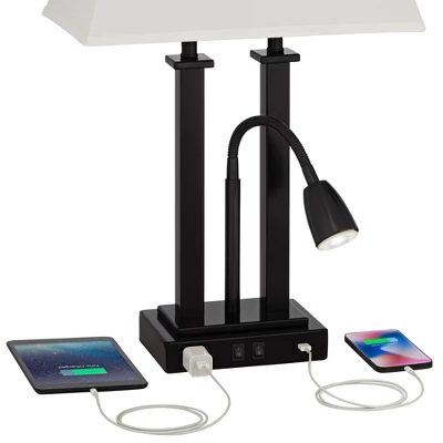 Possini Euro Design Possini Euro Deacon Black USB Port And Outlet Gooseneck Desk Lamps Set Of 2 5 Possini Euro Design Possini Euro Deacon Black USB Port And Outlet Gooseneck Desk Lamps Set Of 2 - Image 3