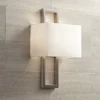 Possini Euro Design Modern Wall Light Sconce Brushed Nickel Hardwired 15 1/2" High Fixture Faux Silk For Bedroom Bathroom Hallway -Possini Euro Design GUEST b126f6d3 7cef 4372 84c5 b75d056e3b30