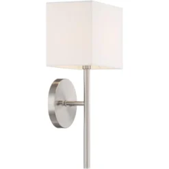 Possini Euro Design Favreau Modern Wall Light Sconce Brushed Nickel Hardwire 8" Fixture Rectangular Linen For Bedroom Reading Living Room Hallway Home -Possini Euro Design GUEST b155350b fbcc 4487 9ab0 22cf5cf24bf7