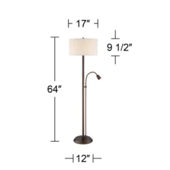 Possini Euro Design Traverse Modern Floor Lamp With LED Gooseneck Reading Light 64" Tall Oil Rubbed Bronze Oatmeal Drum Shade For Living Room Bedroom -Possini Euro Design GUEST b15d961d b890 4b70 9d9f 7c5054233a5f