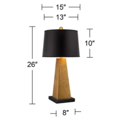 Possini Euro Design Obelisk Modern Table Lamp With Square Black Marble Riser 26" High Gold Leaf Drum Shade For Bedroom Living Room Bedside Home Kids -Possini Euro Design GUEST b1c2137e bb7a 4346 9be0 e2b796ad2b9c