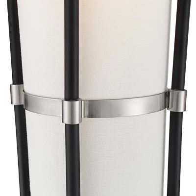 Possini Euro Design Flute Mid Century Modern 64" Tall Floor Lamp With Smart Socket Satin Black Nickel White Shade For Living Room House 4 Possini Euro Design Flute Mid Century Modern 64" Tall Floor Lamp With Smart Socket Satin Black Nickel White Shade For Living Room House - Image 2
