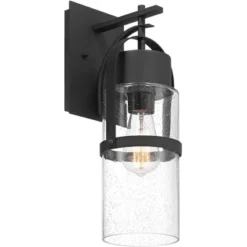 Possini Euro Design Caramela 16" High Modern Outdoor Wall Light Fixture Mount Porch House Exterior Outside Weatherproof Black Metal Clear Glass Shade -Possini Euro Design GUEST b1fbb800 ff1f 40e8 a69a a770d7b8c278