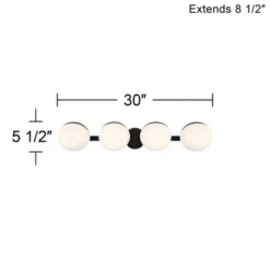 Possini Euro Design Celine Modern Wall Light Black Hardwire 30" 4-Light Fixture Opal White Glass Globe Shade For Bathroom Vanity 12 Possini Euro Design Celine Modern Wall Light Black Hardwire 30" 4-Light Fixture Opal White Glass Globe Shade For Bathroom Vanity -Possini Euro Design GUEST b2076d32 2718 4a5c 84f9 029307f09842